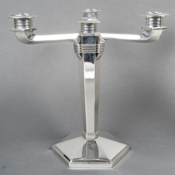 JEAN E. PUIFORCAT – Pair of solid silver candelabra ARTDECO period circa 1930