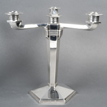 JEAN E. PUIFORCAT – Pair of solid silver candelabra ARTDECO period circa 1930