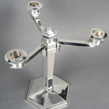 JEAN E. PUIFORCAT – Pair of solid silver candelabra ARTDECO period circa 1930