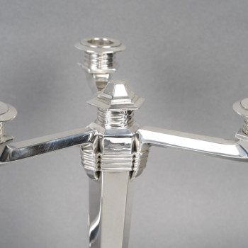 JEAN E. PUIFORCAT – Pair of solid silver candelabra ARTDECO period circa 1930