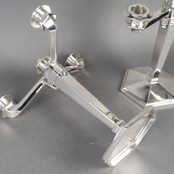 JEAN E. PUIFORCAT – Pair of solid silver candelabra ARTDECO period circa 1930