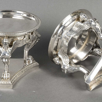 GUSTAVE ODIOT – Paire de coupes argent et cristal Baccarat XIXé