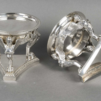 GUSTAVE ODIOT – Paire de coupes argent et cristal Baccarat XIXé