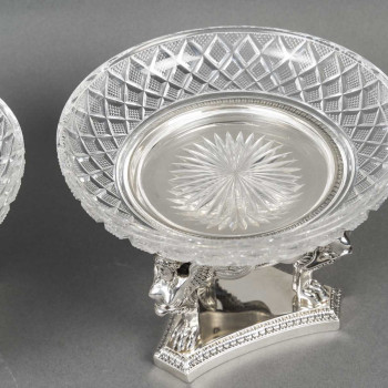 GUSTAVE ODIOT – Paire de coupes argent et cristal Baccarat XIXé