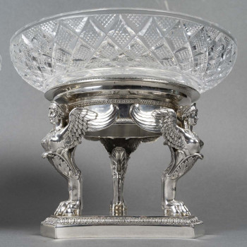 GUSTAVE ODIOT – Paire de coupes argent et cristal Baccarat XIXé