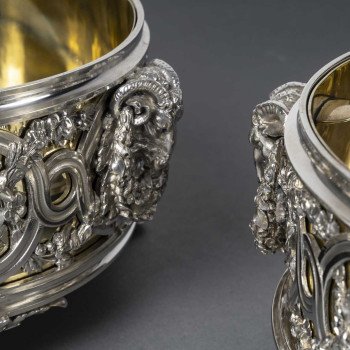 FROMENT-MEURICE Important solid silver centerpiece in three parts. 19th