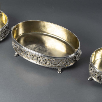 FROMENT-MEURICE Important solid silver centerpiece in three parts. 19th