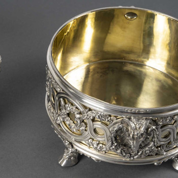 FROMENT-MEURICE Important solid silver centerpiece in three parts. 19th