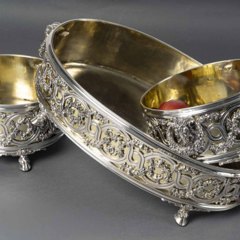 FROMENT-MEURICE Important solid silver centerpiece in three parts. 19th